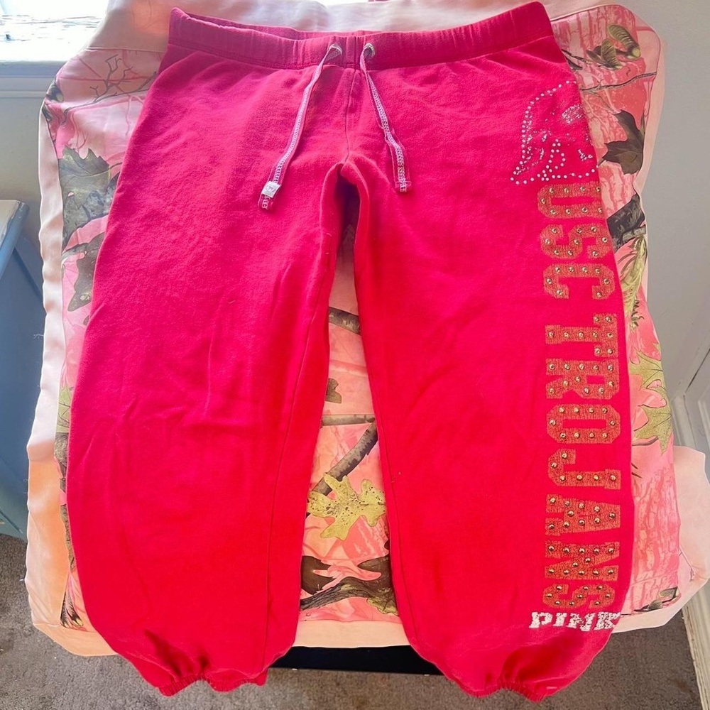 victoria's secret PINK y2k 2000s vintage usc trojans red gold mcbling sweatpants